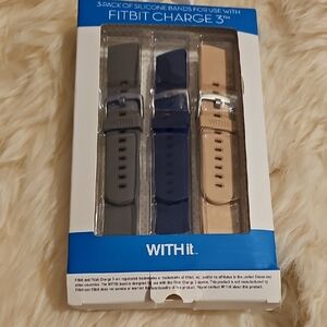 Silicone Bands for Fitbit Charge 3 - Black, Navy, Beige